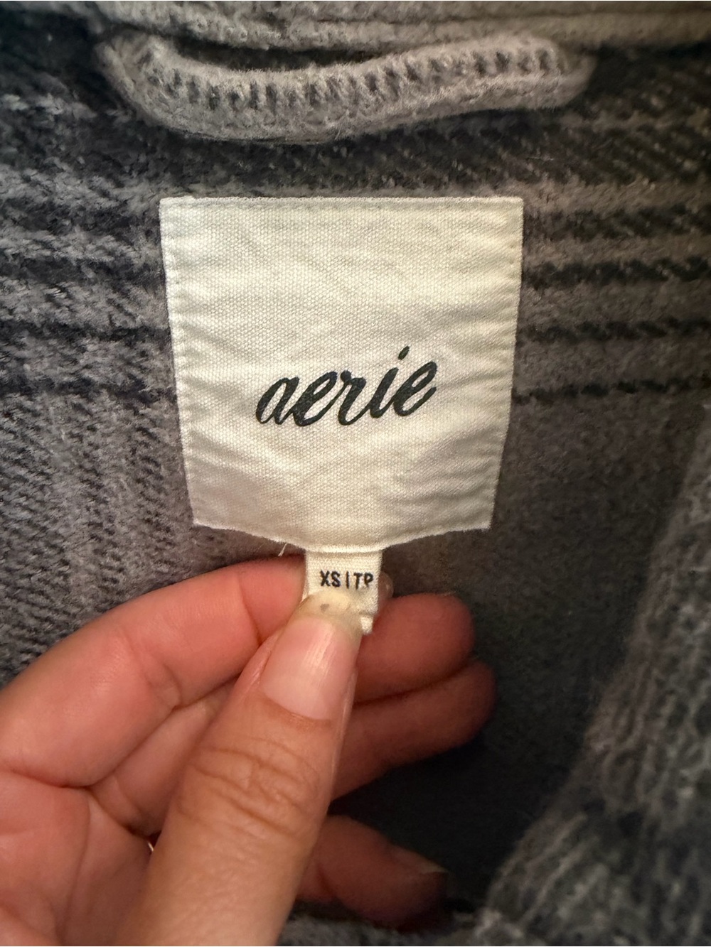 AERIE Woven Soft Shacket Silver Shadow Flannel - Picture 8 of 9